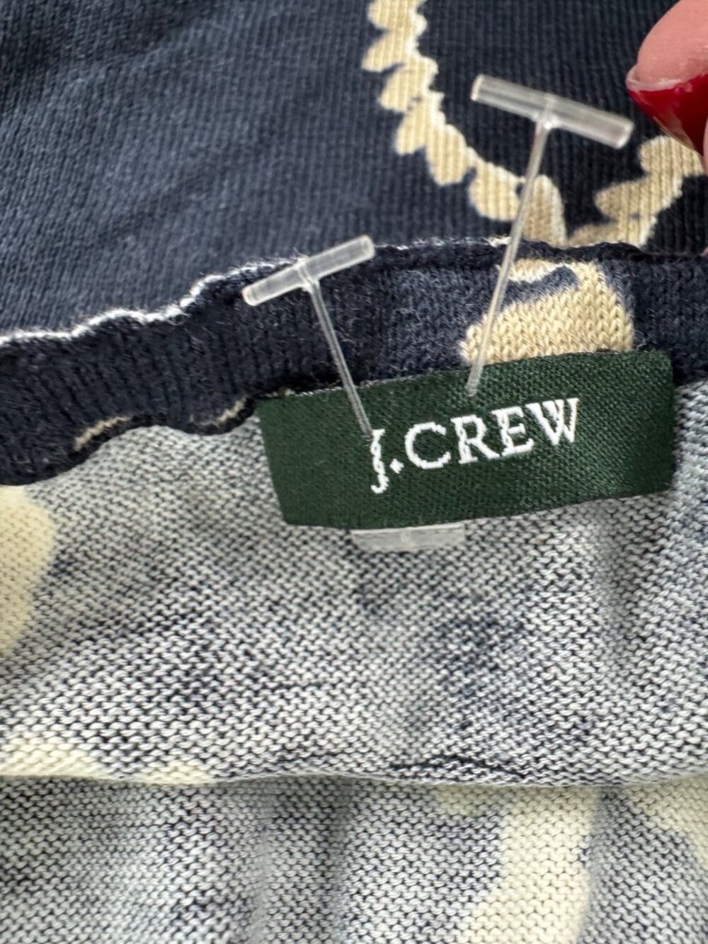 J.Crew Navy & Beige Rope Print Halter Top With Deep V-Neckline Comfort Travel - Picture 9 of 16